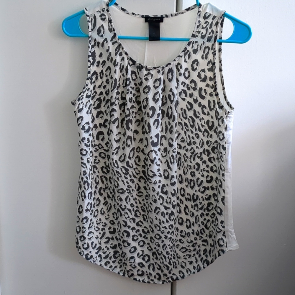 Grey leopard print sleeveless blouse